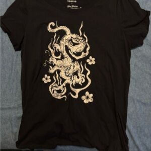 Torrid Black Tee with White Dragon Print